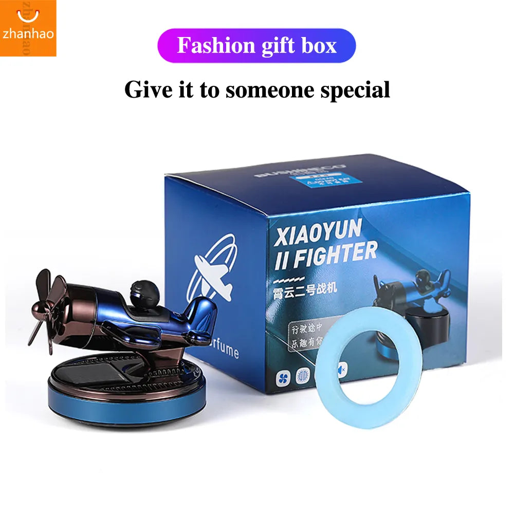 Solar Car Air Freshener Auto Parts Interior Men Aromatreatment Decoration Propeller Rotating Fighter Modelling Perfume Diffuser