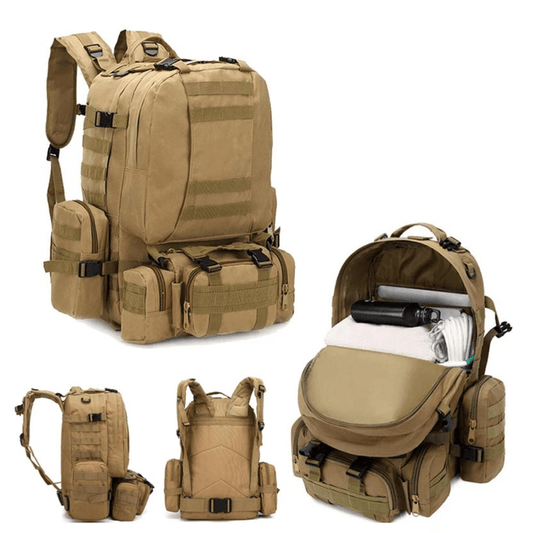 50L Tactical Backpack Waterproof Outdoor Hiking 4-In-1 Backpack