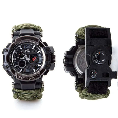 Russian Yuzex Outdoor Survival Paracord Waterproof Military Watch 6 in 1 Multi Functional