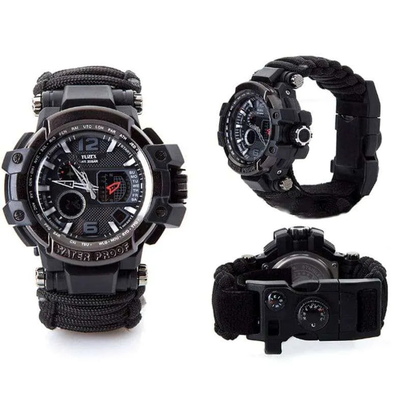 Russian Yuzex Outdoor Survival Paracord Waterproof Military Watch 6 in 1 Multi Functional