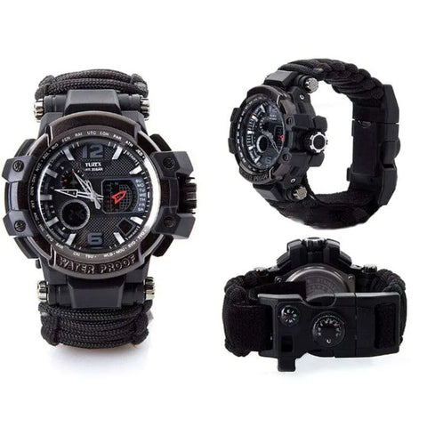 Russian Yuzex Outdoor Survival Paracord Waterproof Military Watch 6 in 1 Multi Functional