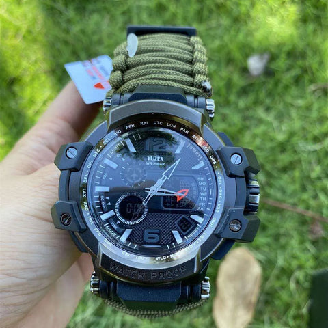Russian Yuzex Outdoor Survival Paracord Waterproof Military Watch 6 in 1 Multi Functional