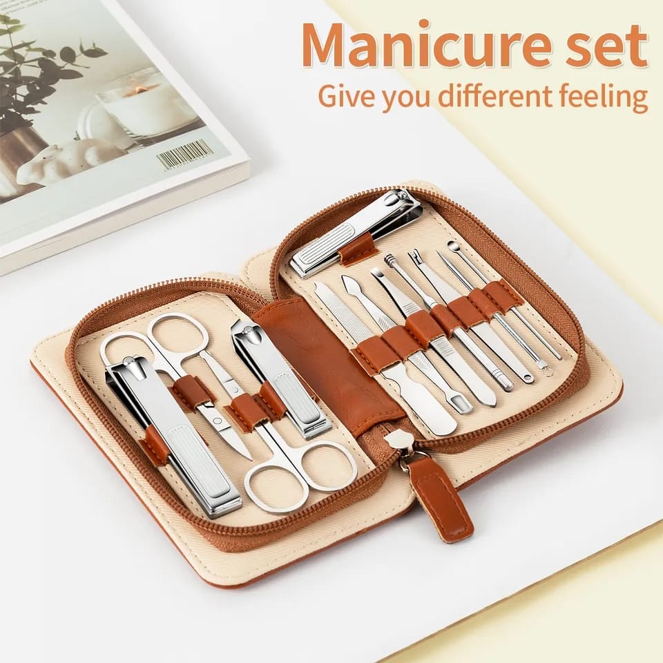 MANICURE PEDICURE KIT with Travel Case Stainless Steel Nail Care Tools Set Portable