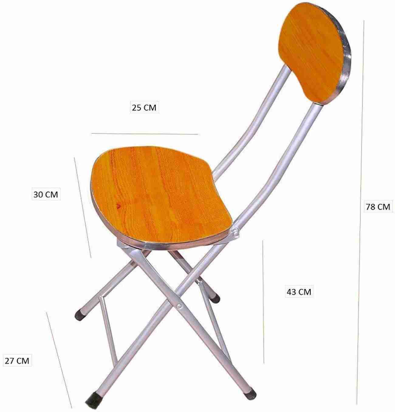 Portable Folding Chair Wooden Seat Foldable Metal Leg with Back Support (Woodies)