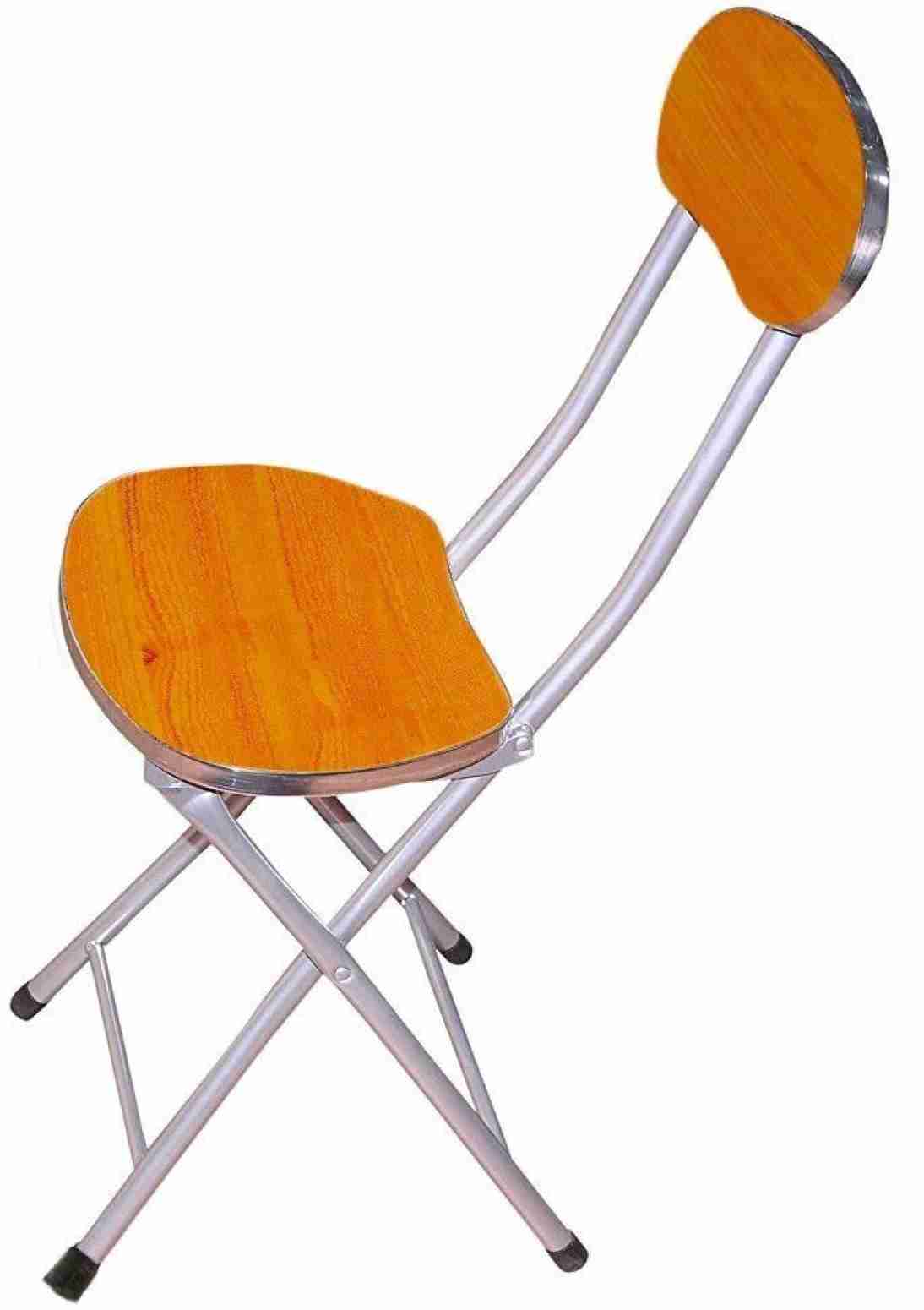 Portable Folding Chair Wooden Seat Foldable Metal Leg with Back Support (Woodies)