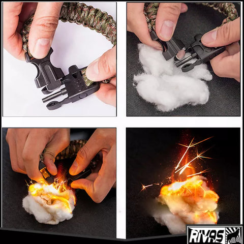 Russian Yuzex Outdoor Survival Paracord Waterproof Military Watch 6 in 1 Multi Functional