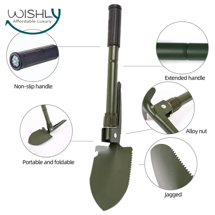 4 in 1 Foldable Shovel kit for Garden Hiking/camping 