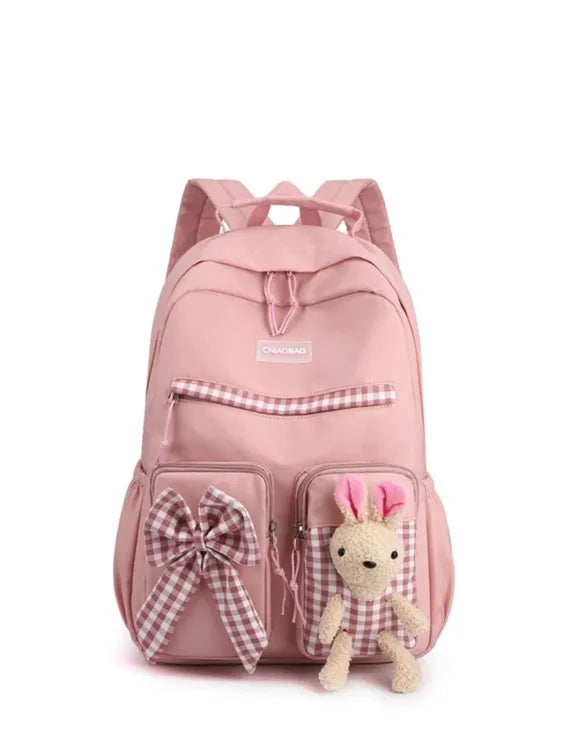 Student College School Backpack bow and bunny backpack with free sticker