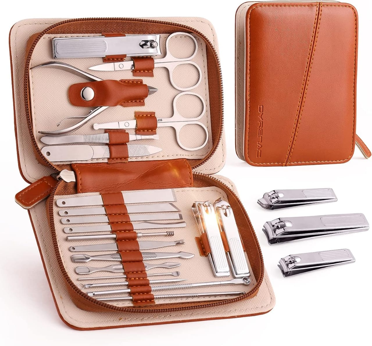 MANICURE PEDICURE KIT with Travel Case Stainless Steel Nail Care Tools Set Portable