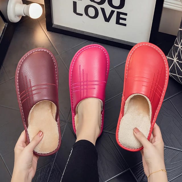 Women Fur Slipper Fashion Breathable Casual Leather Indoor Outdoor Sandals Casual Custom Slippers