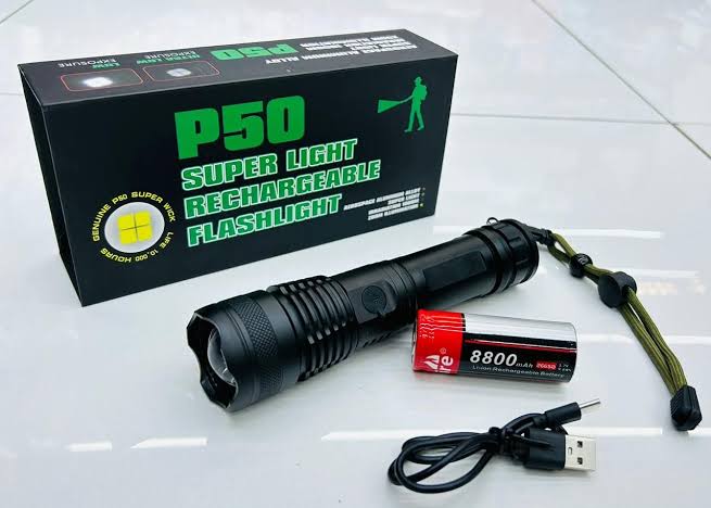 P-50 Super Powerful LED Flashlight Torch Built-in Battery USB Rechargeable Waterproof