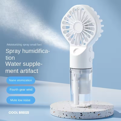 Mini Handheld Fan USB Rechargeable Portable Misting Fan With 4 Adjustable Speed Spray Water