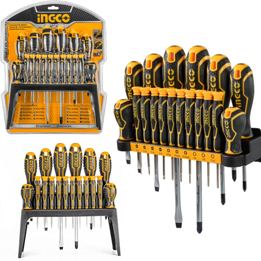 INGCO Tools Kit 18 PCS Screwdriver and Precision Screwdriver Set HKSD1828
