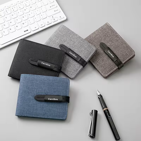 Three-Fold Men Nylon Slim Wallet Card Holder Strap Money Clip