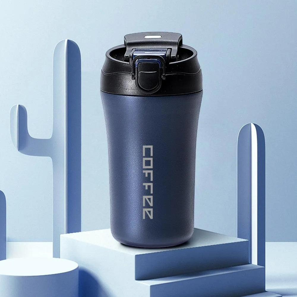 NEW 400ml Insulated Coffee Mug with Leakproof Lid and Straw Vacuum Stainless Steel cup