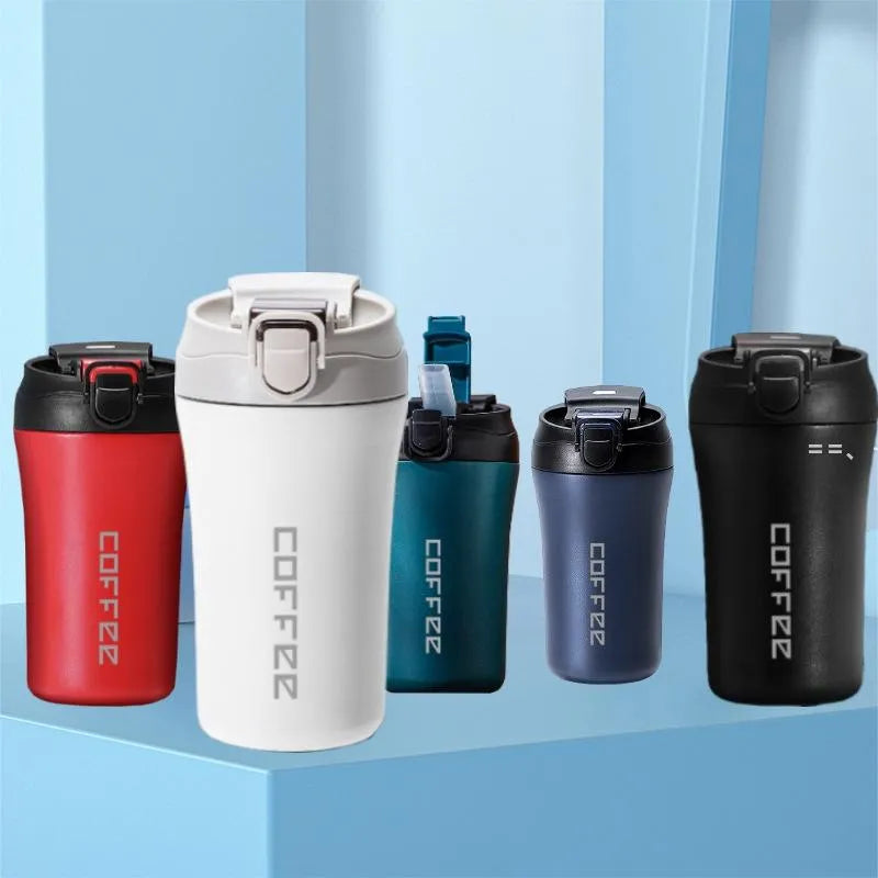 NEW 400ml Insulated Coffee Mug with Leakproof Lid and Straw Vacuum Stainless Steel cup