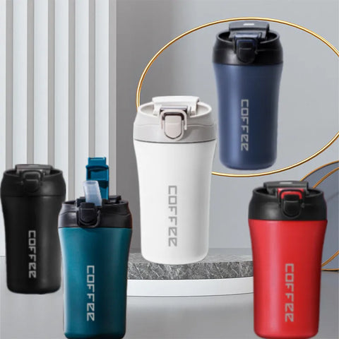 NEW 400ml Insulated Coffee Mug with Leakproof Lid and Straw Vacuum Stainless Steel cup