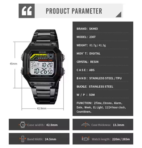 Men’s Sports Military Digital Watch Waterproof