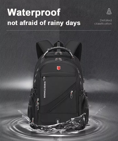 Swiss Large Capacity Travel Business Laptop Backpack USB Charging