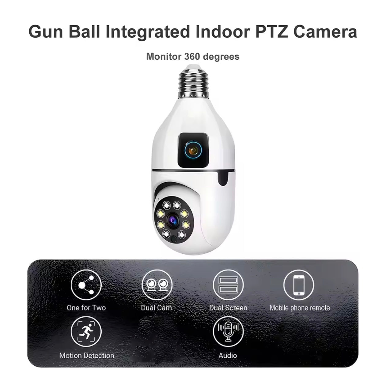 CCTV PTZ WiFi Dual Lens Screen E27 Bulb Camera