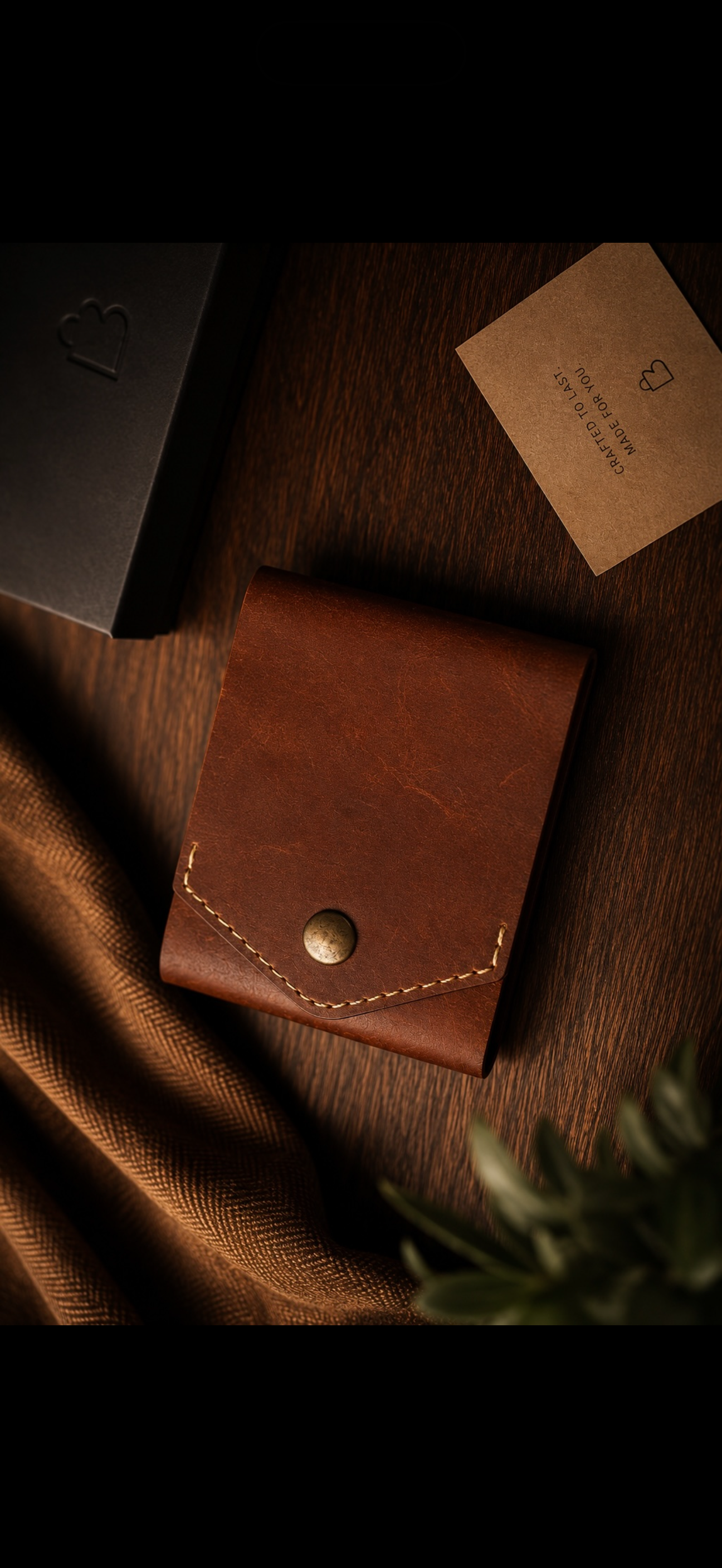 Handcrafted Leather Minimal Snap Flap Wallet