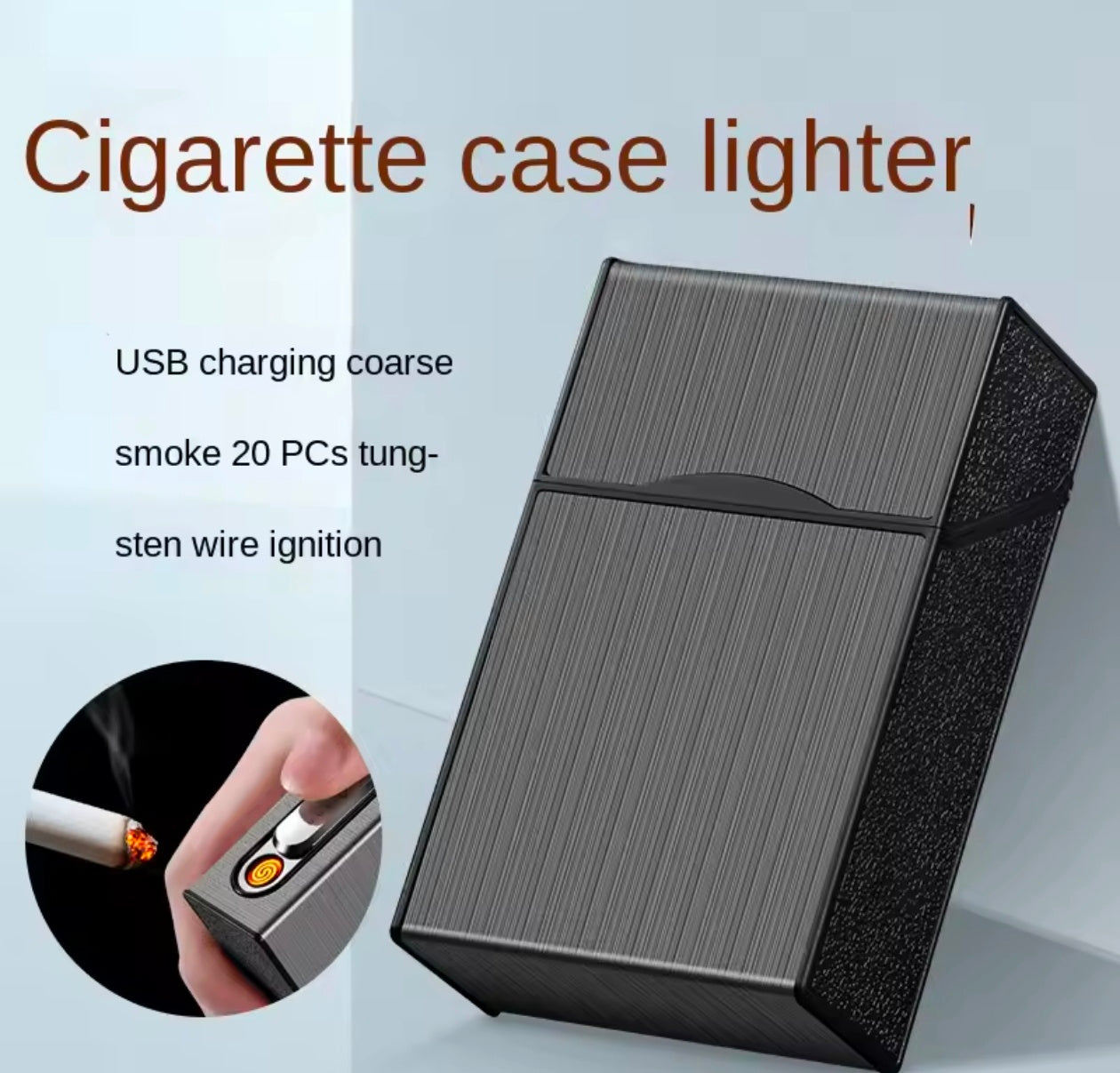 Portable Cigarette Lighter Case with Tungsten Wire USB Charging