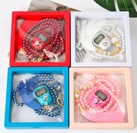 Tasbeeh Counter 2 Pcs Zikr Ring Electronic Digital Finger Digital Stone Coated Ring Rosary Tasbeeh Counter