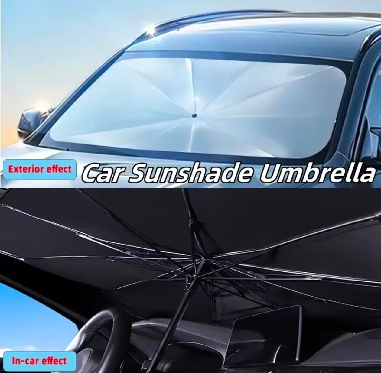 Car Sunshade Retractable Sunscreen Heat Insulation Front Windshield Umbrella