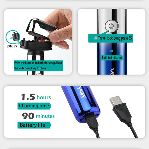 Original VGR 3 in 1 Foil Electric Shaver For Men shaving for Facial Beard body Hair Eyebrow Trimmer