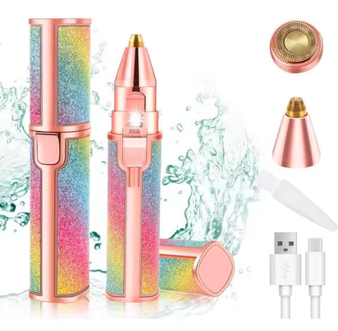 2 IN 1 Rechargeable Electric Eyebrow Trimmer Epilator Female Body Facial Lipstick Shape Hair Removal Mini Painless Razor Shaver