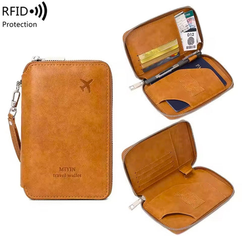 Passport Wallet Cover RFID Blocking Card Holder Zipper (best for gift)