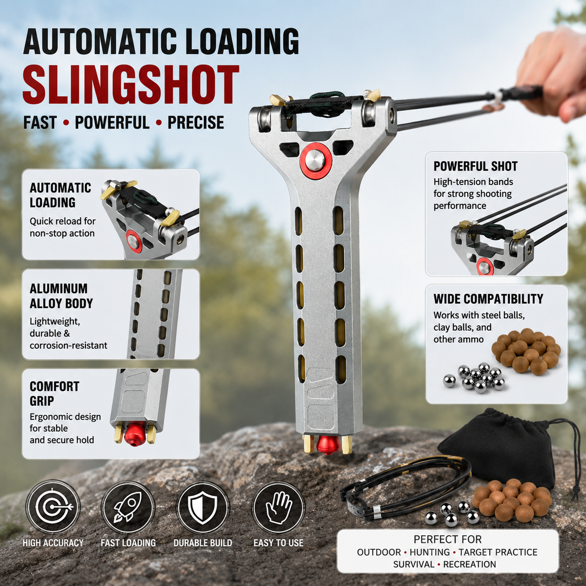 Aluminum Alloy High Precision Target Training Sling Shot