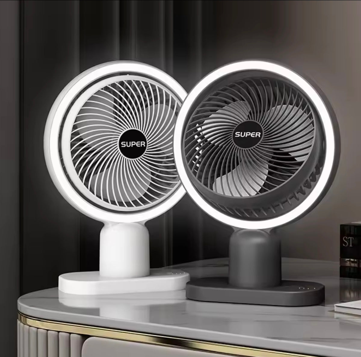 Rechargeable Table Super cooling Fan Desktop with Led Light
