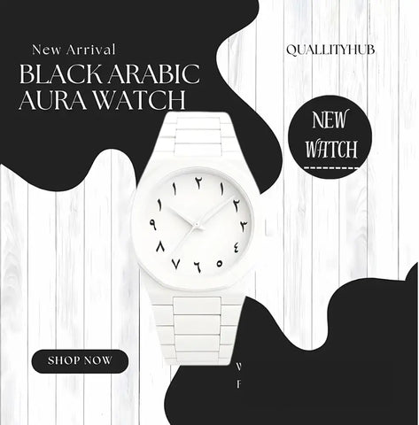 Alharmeen Al Fajar Muslim Watch with Arabic Sapphire Crystal Dial Azan Prayer Alarm Islamic Time Wristwatch Ramadan Gift