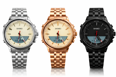 Skmei Dual Time Stainless Steel Waterproof Watch