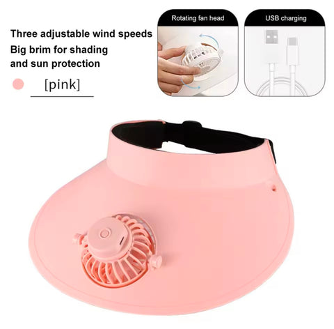USB Charging Summer Fan Cap Rotatable Sunscreen Cap Fan 3 Speeds