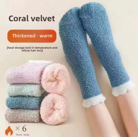 3 Pairs Winter Coral Velvet Women's Pure Thick Socks