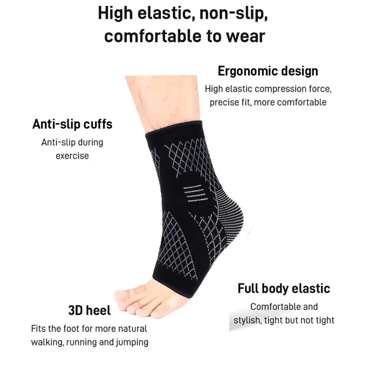 Arch Support & Ankle Compression Socks – Pain Relief, Anti-Fatigue & Improved Circulation Socks (1 Pair)