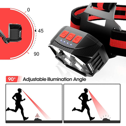 Imported Rechargeable LED Head Lamp, Bright Head with 1100 Lumen Red 7 Modes
