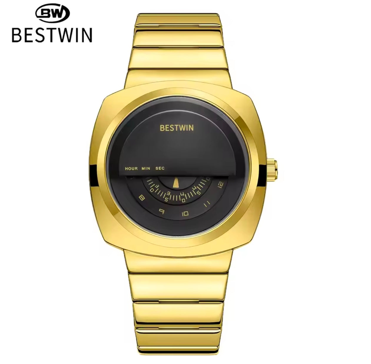 Best win Hollow 3D Carved Bezel Stainless Steel Business Wrist Watch