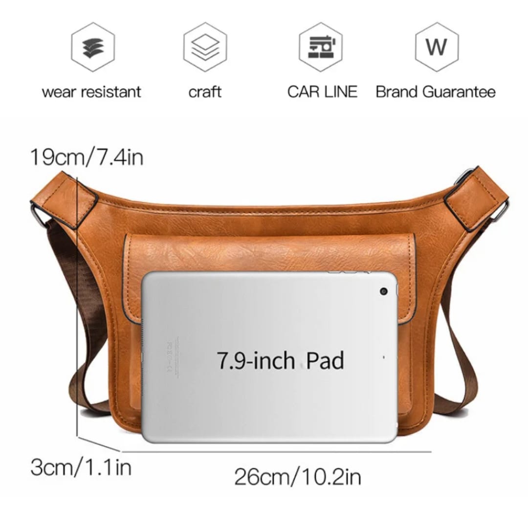 Vintage Cowhide Leather Waist Bag Fanny Pack