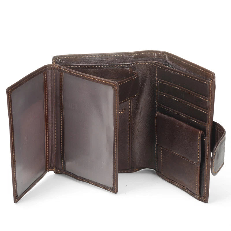 Men's Genuine Leather Wallet Coin Purse Card Case Mens Vintage Trifold Wallets