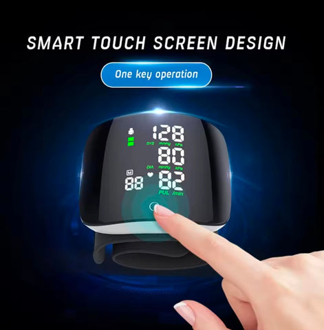 Smart Touch LCD Screen Wrist Blood Pressure Monitor Digital Voice Chargeable health care