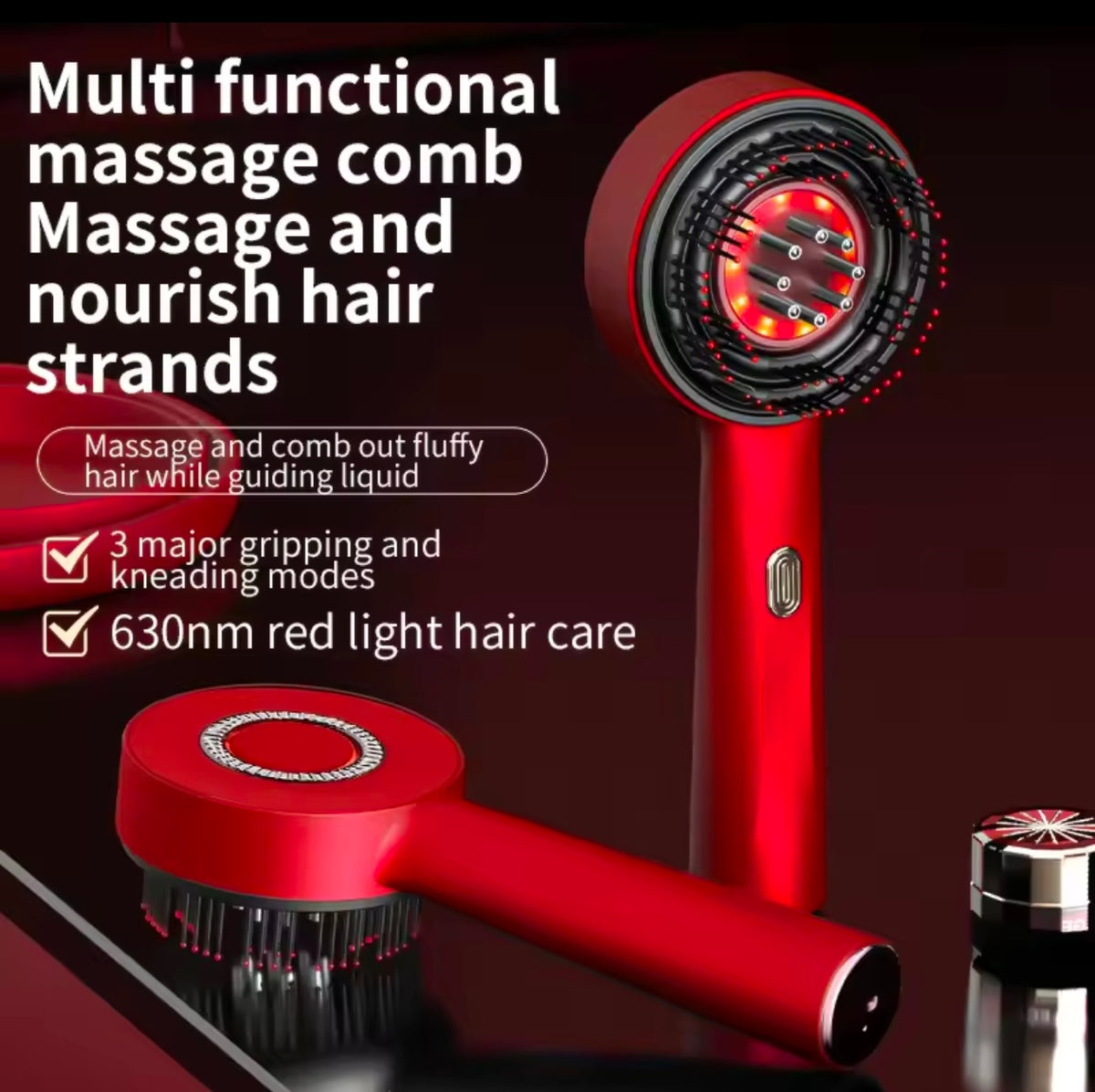 Electric Scalp Head Massage Comb 660nm Light Hair Growth Comb Hair Brush