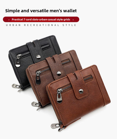 Cow Leather Kavi Vintage Short Zipper Wallet