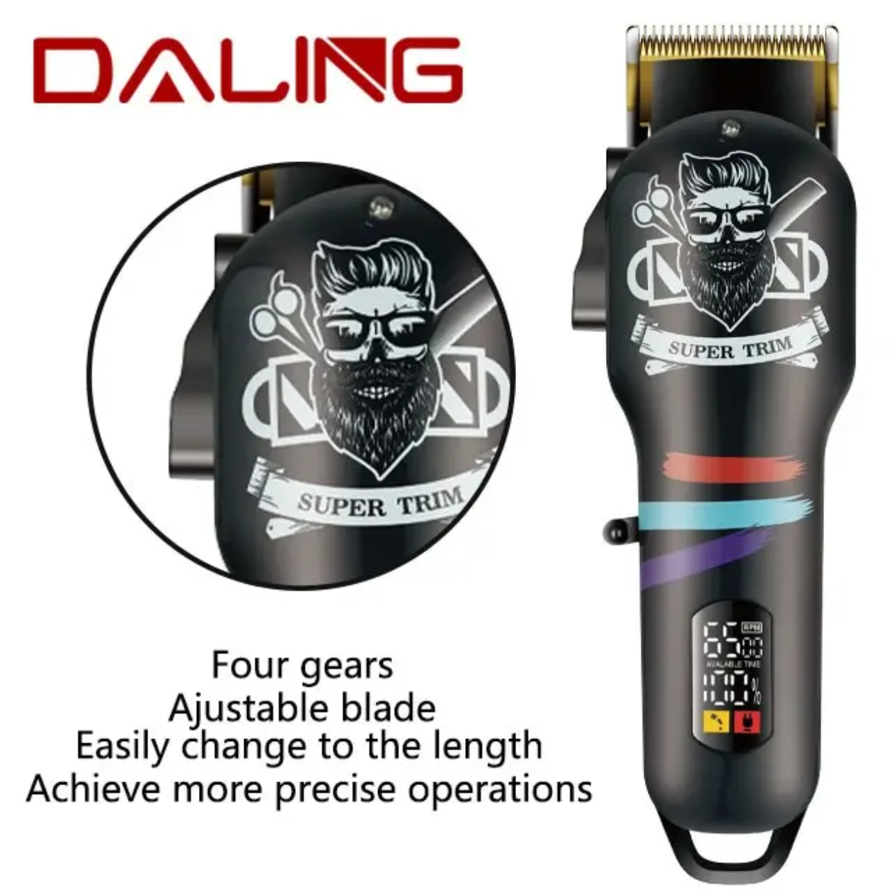Daling 4 Gear Hair Clipper and Hair Trimmer Sharp blades