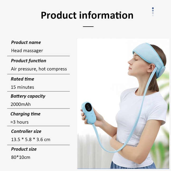 Electric Air Pressure Head Massager – Heating Headband for Deep Scalp Massage & Stress Relief