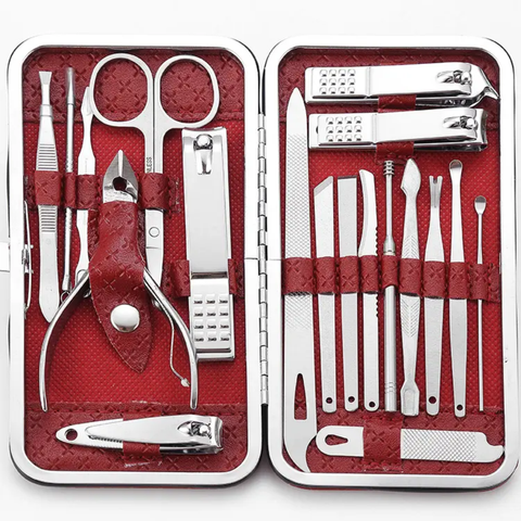 16 Pcs Set of Nail Clipper Kits Stainless Steel Manicure Pedicure Tools