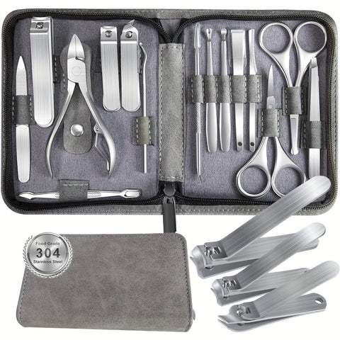 15pcs Stainless Steel Nail Clipper Cutter Trimmer Earpick Grooming Kit