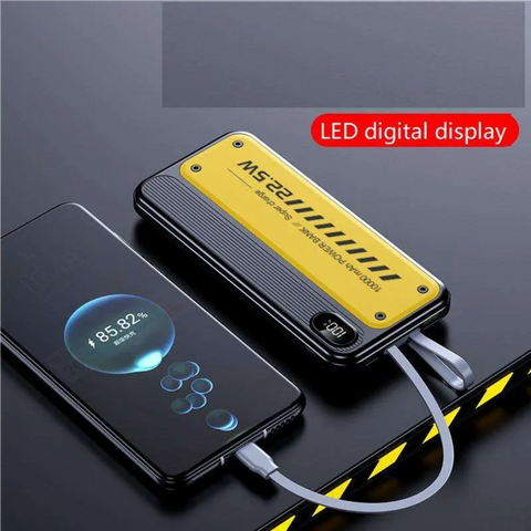 PD 22.5w 10000mAh Fast Power Bank with Built in Cables LED Display